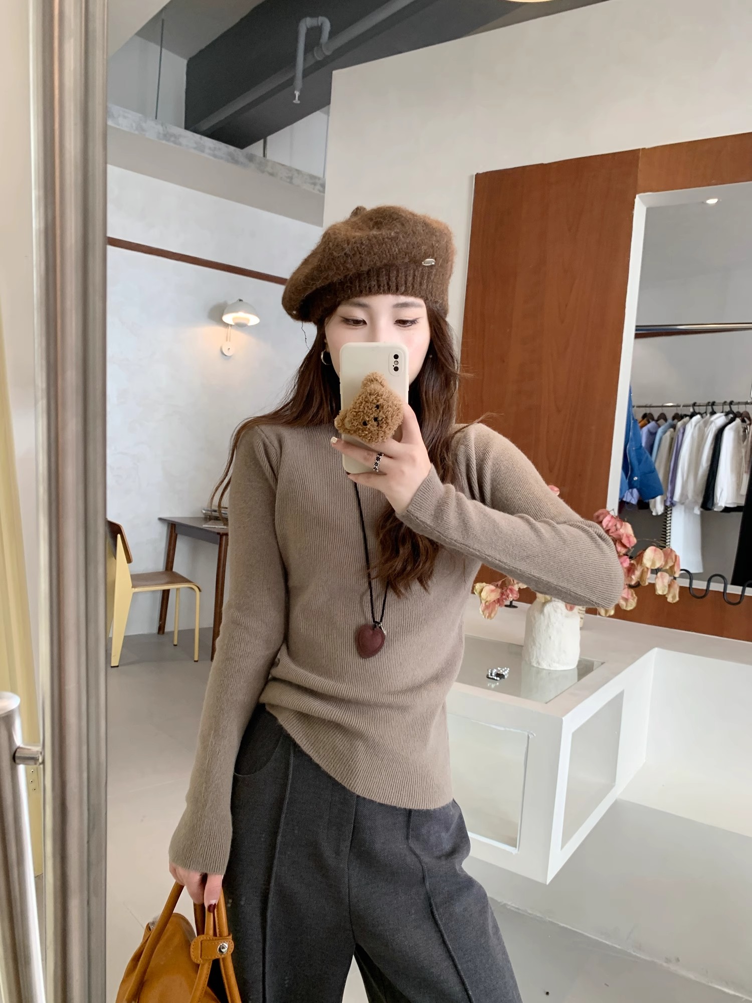 Women's Slim Fit Half Turtleneck Knit Top - Solid Color Pullover - Image 4