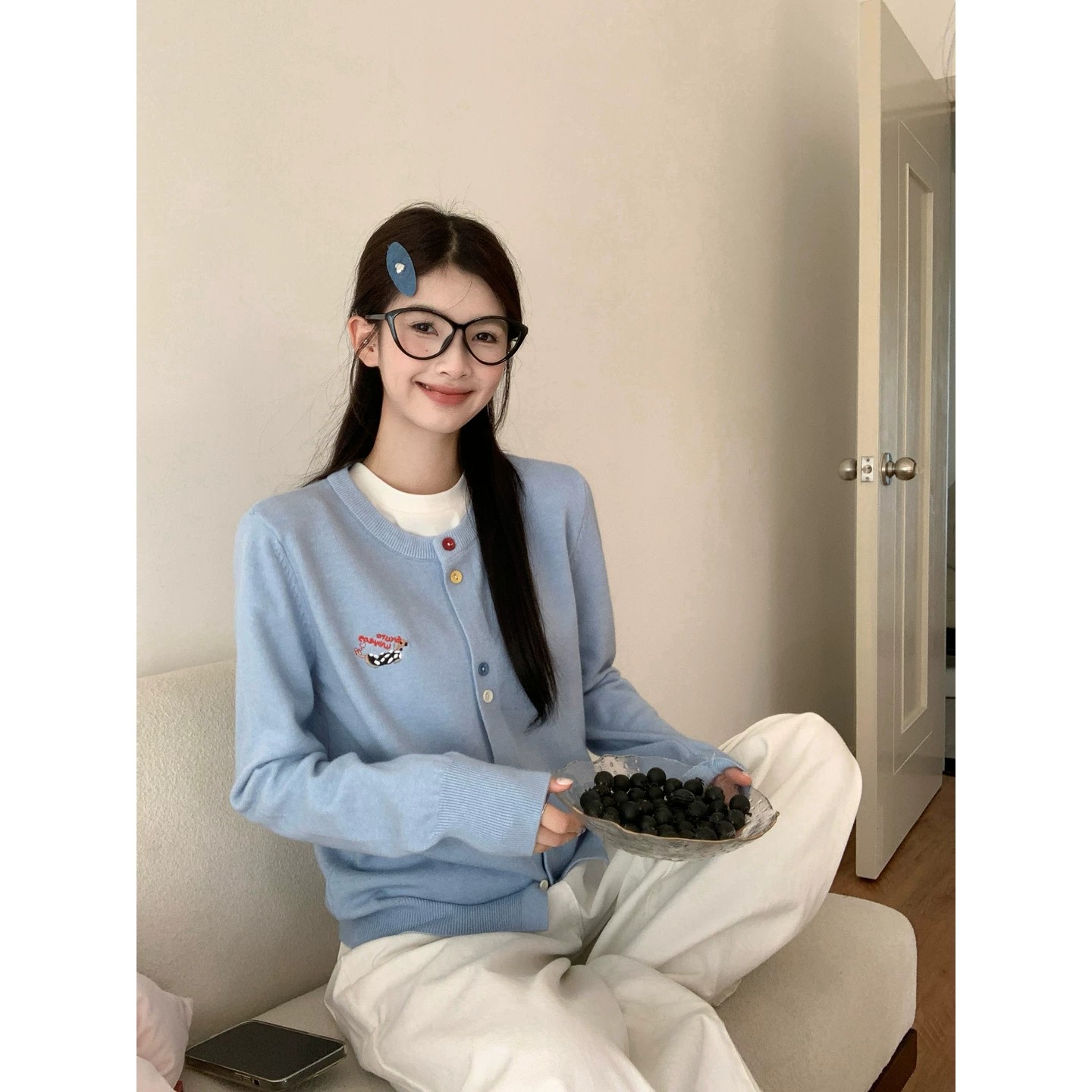 Women's 2026 Knit Cardigan Sweater Long Sleeve Solid Color Slim Fit - Image 5
