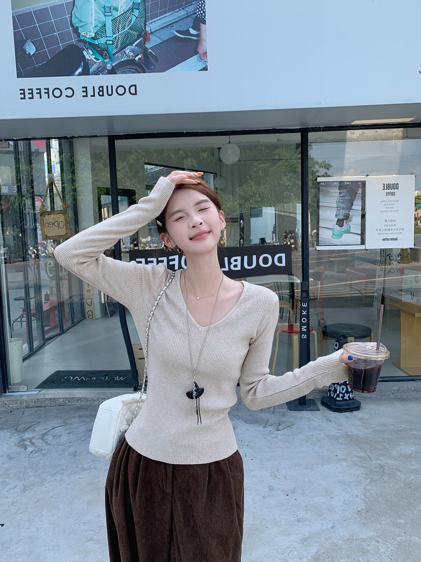 V-Neck Knit Sweater 2026 Fall Women Slim Fit Pullover Top - Image 4