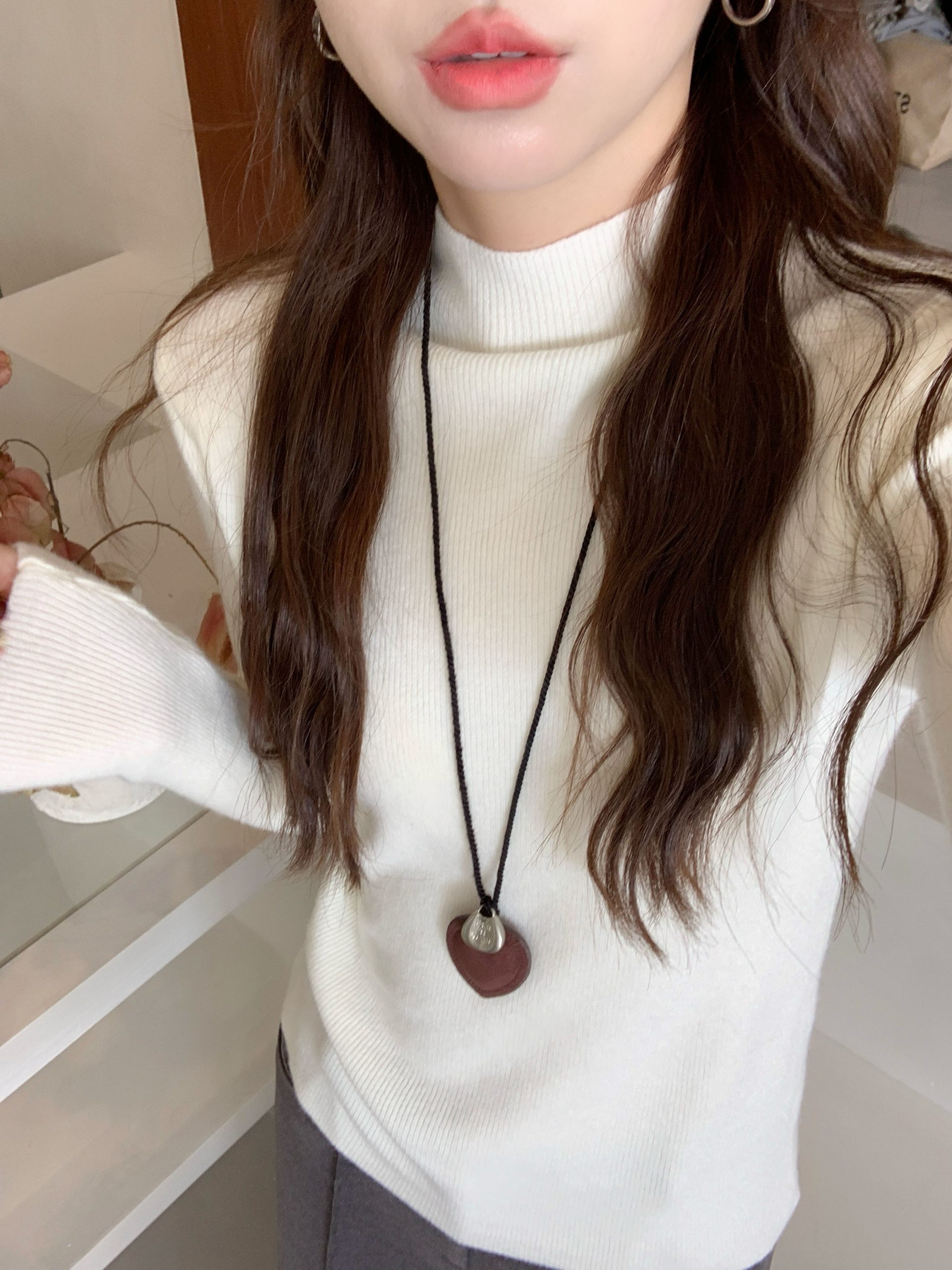 Women's Slim Fit Half Turtleneck Knit Top - Solid Color Pullover - Image 2